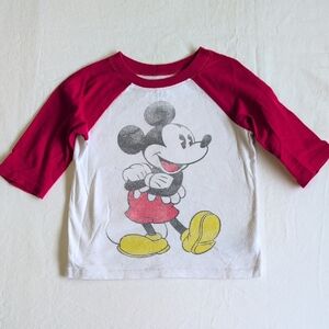 old navy x disney mickey mouse raglan sleeve baseball t-shirt 2T toddler boys